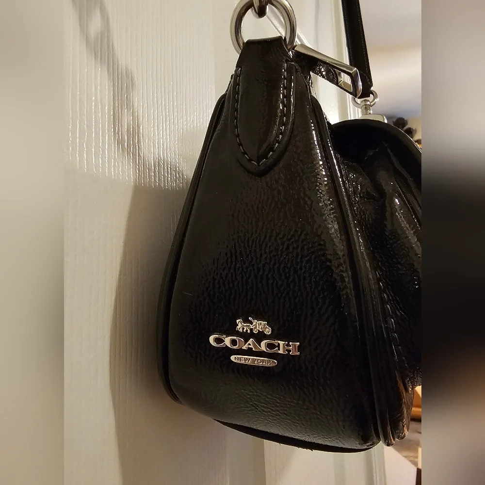 Coach Ashton Black Glazed Leather Crossbody Bag - Picture 4 of 11